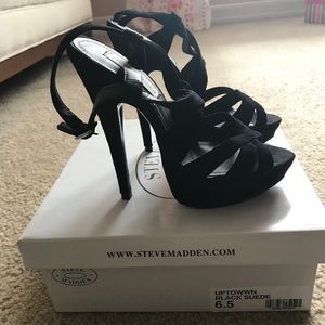 Steve Madden black suede heels.